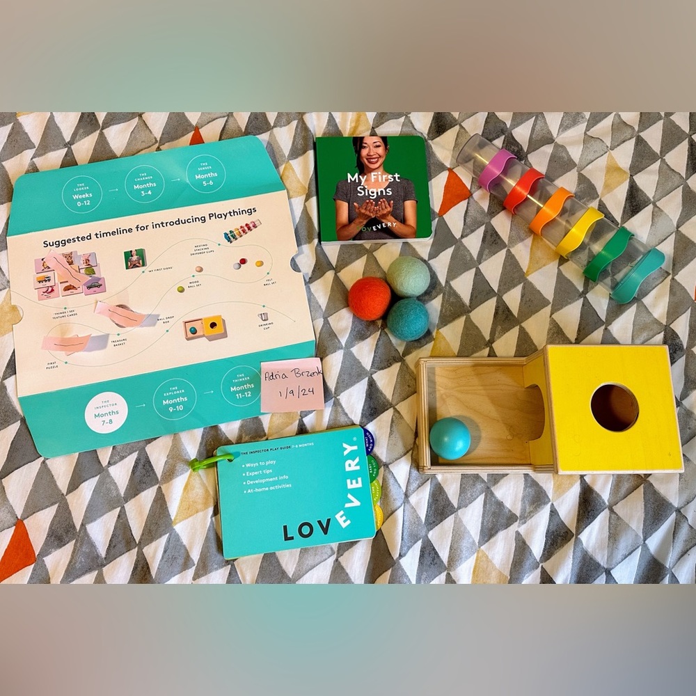 Lovevery inspector kit items for 7-8 months